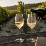 Verzenay champagne : dégustation Grand Cru Pinot Noir, verres et vignes de la Montagne de Reims