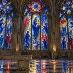 Cathédrale de Reims vitraux chagall, lumière traversante et personnages