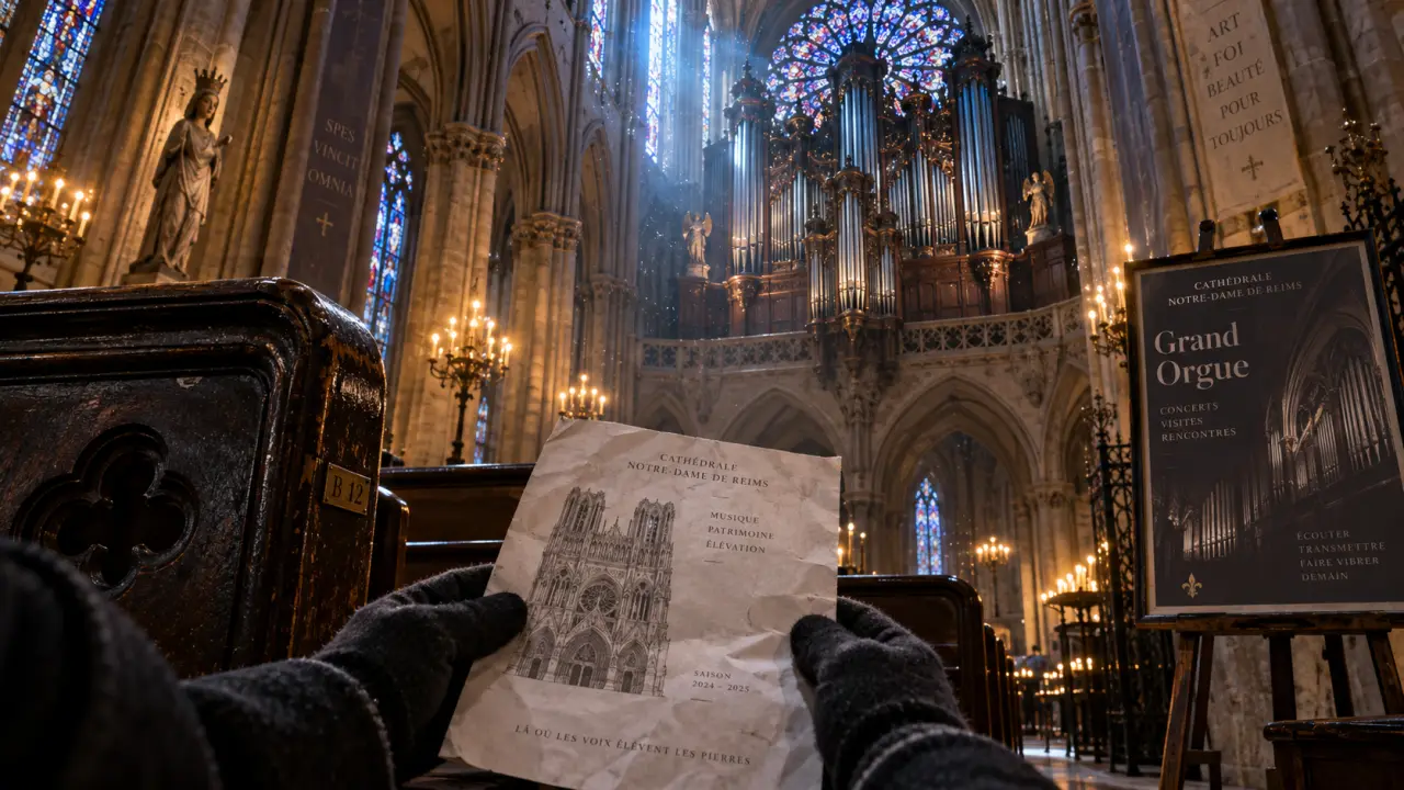 Concert orgue cathédrale de Reims : vue du Grand Orgue depuis la nef