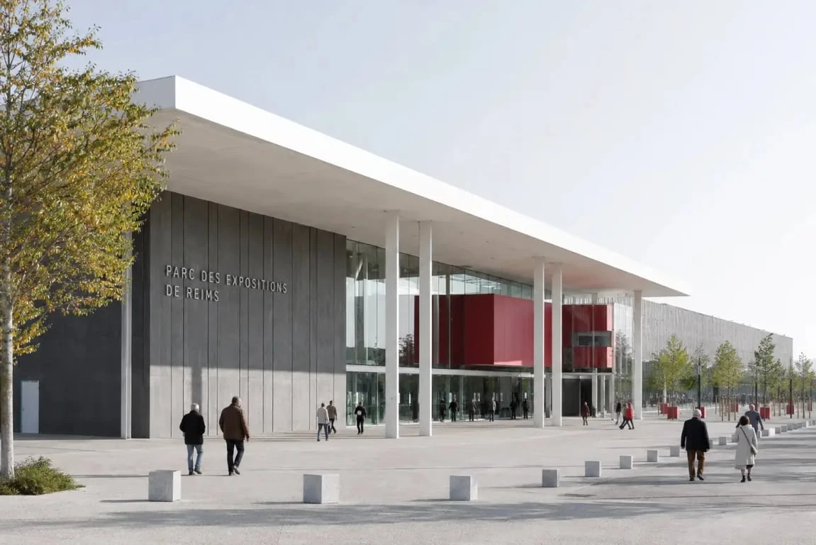 Parc expo reims ce week end : vue extérieure du Parc des Expositions de Reims