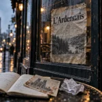 l'ardennais restaurant reims : vitrine fermée et affiche “L’Ardennais”