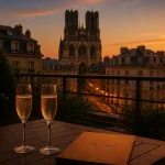 Mercure Reims centre cathédrale, vue Notre-Dame avec champagne à l’hôtel