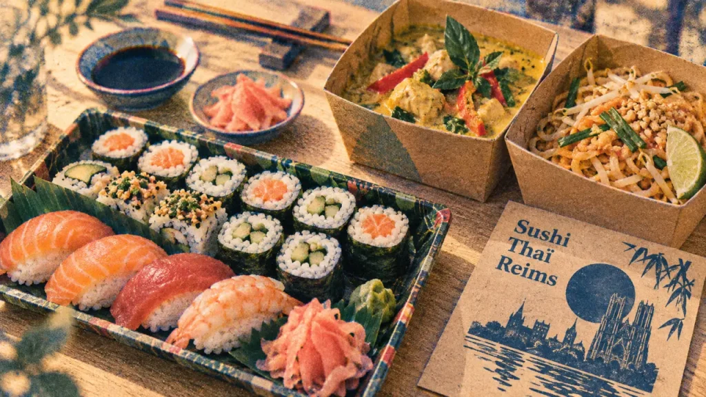Sakura reims restaurant : plateau sushi et pad thaï